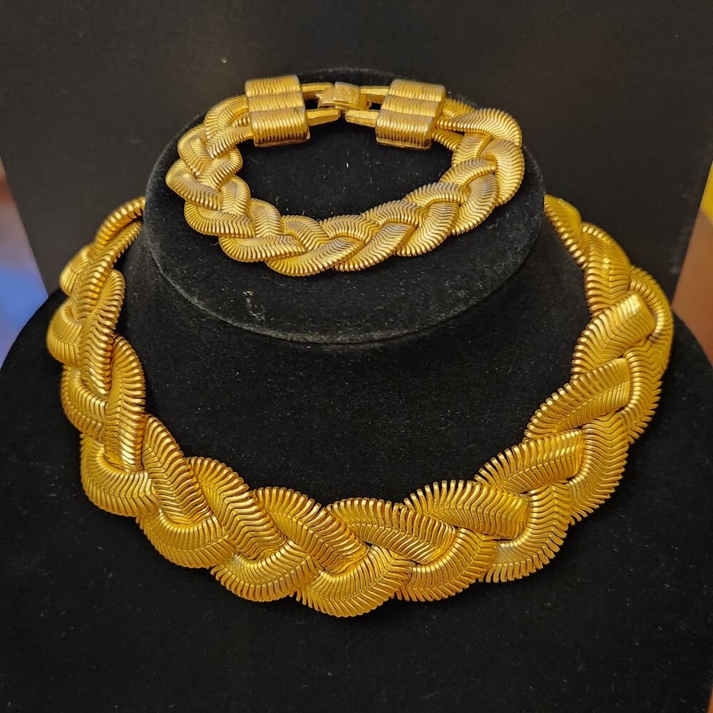 Rare 80s Anne Klein Choker Necklace & Bracelet Set